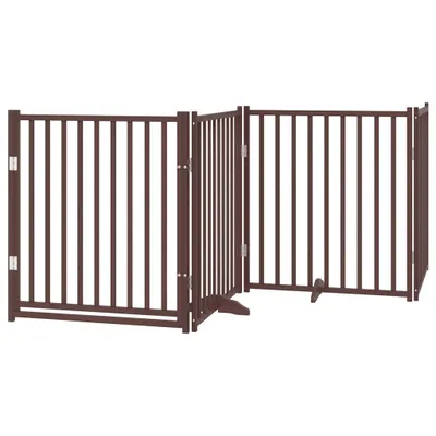 Zdjęcie produktu dla vidaXL 4-częściowa bramka dla psa z drzwiczkami składana brązowy dąb 320 cm drewno jodłowe