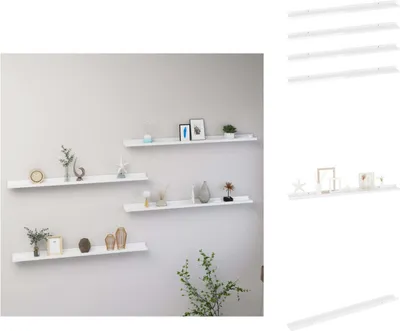 Produktbild von vidaXL Wandregale 4 Stk. Hochglanz-Weiß 100x9x3 cm -  Wandregale