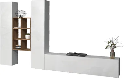 Produktbild von Wohnwand >Benevent< (4-teilig) in Weiß Hochglanz - 320x180x30 (BxHxT)