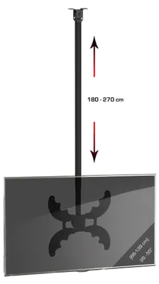 Produktbild von VCM Universal TV Deckenhalterung für 26-55 Zoll bis 40 kg | bis VESA bis 400x400 | höhverstelbar 180-270 cm | TV Halterung 360 Grad schwenkbar drehbar und 15 Grad neigbar | Fernseher Halter - B-DX 400