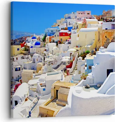 Produktbild von Bild auf Leinwand - Leinwandbild - Griechenland insel tourismus santorini - 30x30cm - Wand Bild - Wanddeko - Leinwanddruck - Bilder - Kunstdruck - Leinwand bilder - Wandkunst - AC30x30-2651