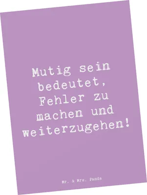 Produktbild von Mr. & Mrs. Panda Ansichtskarte Spruch Fehler machen Lernen - Lavendeltraum - Geschenk, einzelkarte, Vertrauem, daraus, Postkarte, Ansichtskarten, Trost, Herausforderung