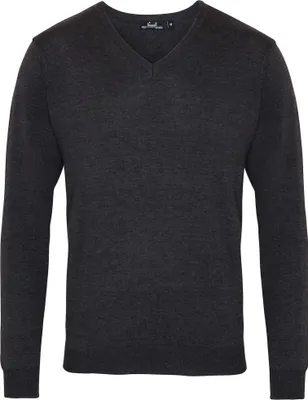 Produktbild von Premier Herren Strick-Pullover mit V-Ausschnitt RW1131 (XL) (Anthrazit)
