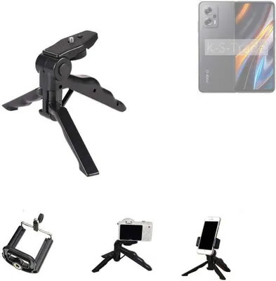Produktbild von K-S-Trade Stativ Tisch-Ständer Dreibein Handy-Stativ Ständer kompatibel mit POCO X4 GT Mini-Stativ Smartphone Tripod Handy-Stativ aus Plastik