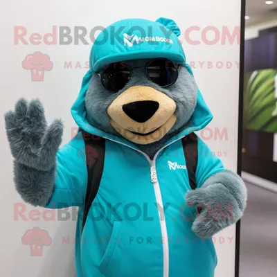 Obrázek produktu pro Postava REDBROKOLY maskota tyrkysového sviště v mikině s kapucí a klobouky