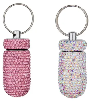 Produktbild von Wasserdichte Pillendose 2 Stück Tragbar Kristall Mini Schlüsselanhänger 6,4 x 2 cm