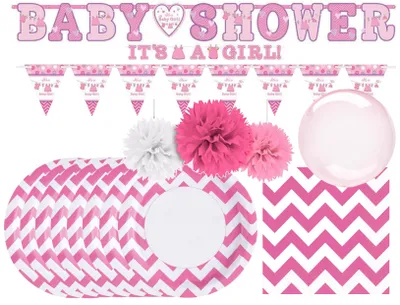 Produktbild von Babyparty-Set - It's a Girl (35-teilig) Es ist ein Mädchen Babypinkeln Gender Reveal Party