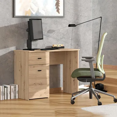 Immagine prodotto di Cocham - Scrivania, 98x45x74h cm Marrone Rovere Nodi, un Cassetto