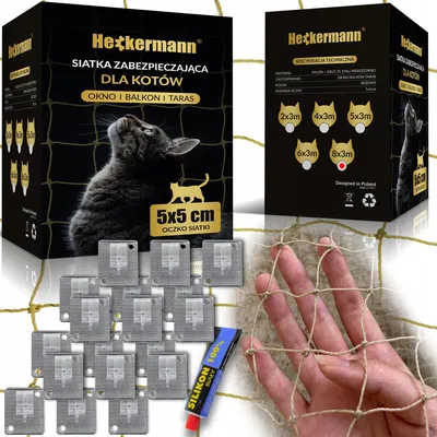 Produktbild von Heckermann Premium Balkonnetz Katzenschutz Bohrlos 8x3m