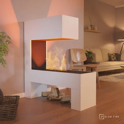 Produktbild von GLOW FIRE Elektrokamin 'Mozart' | Wasserdampf Kamin mit OMC 500 in weiß | HxBxT: 120x110x35 cm