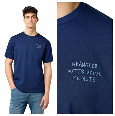 Immagine prodotto di Wrangler | T-shirt da uomo con ricamo, blu navy, cotone, taglia M (classica)