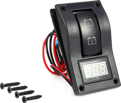 Produktbild von Ein-Aus-Schalter, konturierter 12-V-DC-Panel-Wippschalter, wasserdicht für Marine