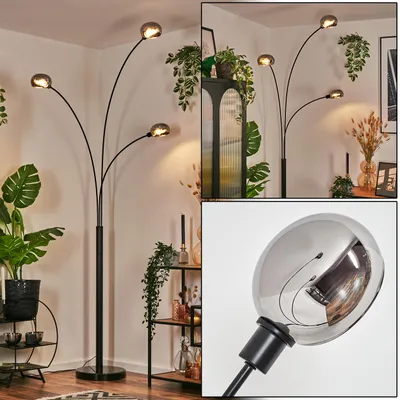Produktbild von Suio Stehlampe aus Metall in Schwarz/Chrom-/Rauchfarben/Weiß