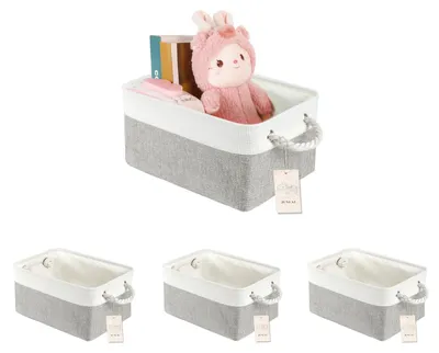 Obrázok produktu pre Omgoods – 4 skladacie koše s rúčkami – veľké úložné boxy vhodné do domácnosti a kancelárie