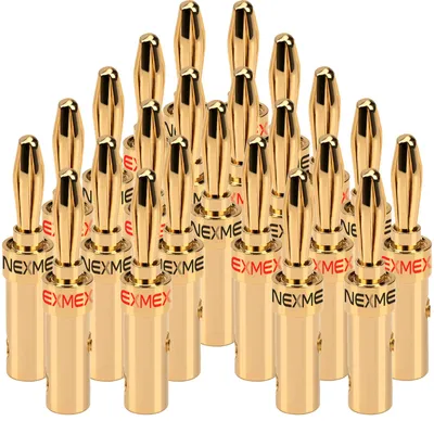 Produktbild von NEXMEX Bananenstecker 4mm schraubbar 24x Stecker vergoldet für Lautsprecherkabel