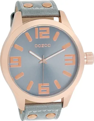 Produktbild von Oozoo Leder Damen Uhr Analog Quarzuhr Armband grau Timepieces D2UOC1104A
