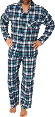 Produktbild von Normann Herren Flanell Schlafanzug Pyjama in eleganter Karo Optik - auch in Übergröße ; marine , 60