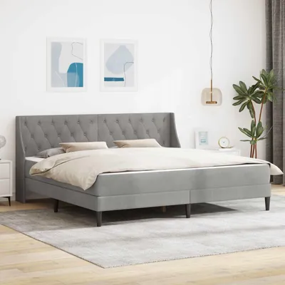 Zdjęcie produktu dla Maison Exclusive – łóżko z materacem, jasnoszare, 200 x 200 cm, aksamitne