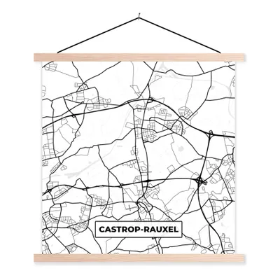 Produktbild von MuchoWow® Textilposter Stadtplan - Castrop-Rauxel - Stadtplan 40x40 cm mit holzfarbenen Rahmen - Posterleiste