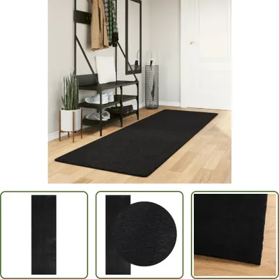 Produktbild von The Living Store Teppich HUARTE Kurzflor Weich und Waschbar Schwarz 80x250 cm