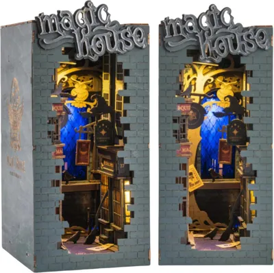 Obrázok produktu pre FORSMANO 3D DIY Book Nook Magic House drevená stavebnica s LED svetlom, s 216 dielikmi puzzle, model knižného kútika na dekoráciu poličky a nápady na darčeky