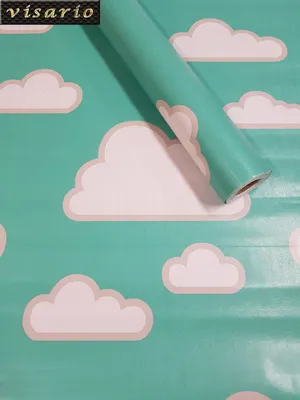 Produktbild von Folie selbstklebend Wolken Kinderzimmer blau türkis Dekor 10  m x 45 cm 3028 Dekorationsfolie