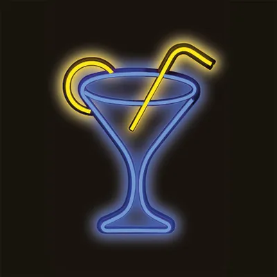Image de Enseigne lumineuse LED néon à piles / lampe LED USB pour la maison, enseigne lumineuse, veilleuse, enseigne « COCKTAIL » bleu/jaune