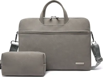 Produktbild von 14 Zoll Frauen Männer Computer Handtaschen Kunstleder Laptoptaschen, Grau