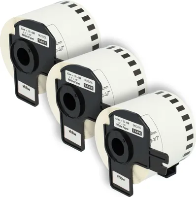 Produktbild von vhbw 3x Rolle mit Halter 62mm x 30,48m (1 Etikette) kompatibel mit Brother PT QL720NW Drucker Weiß