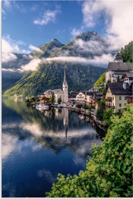 Produktbild von ARTland Wandbild Alu für Innen & Outdoor Sommer in Hallstatt im Salzkammergut Größe: 80x120 cm