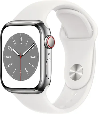 Produktbild von Apple Watch Series 8 41mm (A2773) Silver Stainless Sportband White CEL Neu