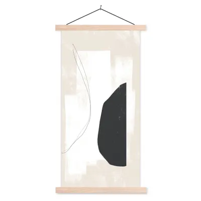 Produktbild von MuchoWow® Textilposter Malerei - Abstrakt - Minimalismus 40x80 cm mit holzfarbenen Rahmen - Wohnzimmer