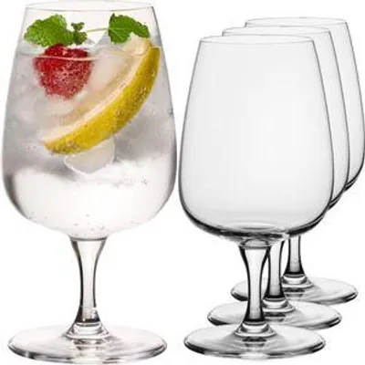 Produktbild von IMPERIAL glass eckige Wassergläser mit Stiel 4er Set - Kelchgläser aus Crystalline Glas 330ml Serie "Milano" Spülmaschinenfest