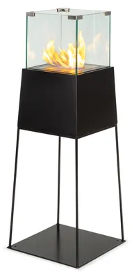 Image de blumfeldt Firetower Cheminée à l'éthanol - brûleur en acier inoxydable d'un volume de 250 ml, jusqu'à 1,5 h de combustion, brûle sans odeur et sans résidus, dispositif d'extinction intégré, protection contre les flammes, noir