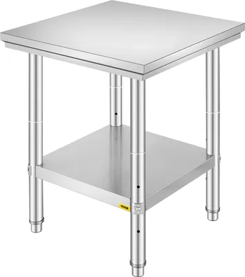 Produktbild von VEVOR Edelstahl Arbeitstisch 60 cm x 60 cm Essenszubereitung für die Zubereitung von Mahlzeiten, Nähen, Waschen, Basteln, Garagennutzung usw.