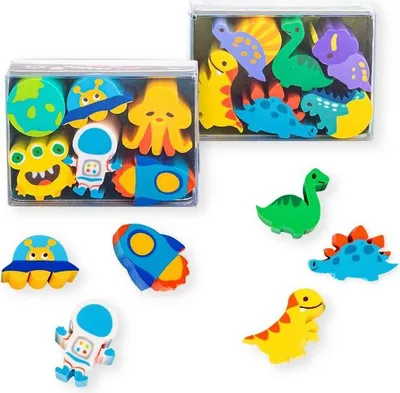 Produktbild von Trendhaus RADIERER Dino & Space Box 6er Set 2fach sortiert