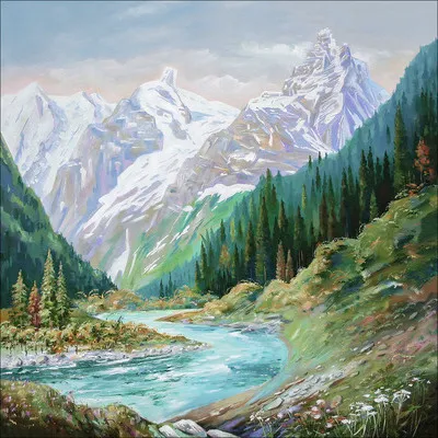 Produktbild von Leinwandbild River in the mountain 40x40 cm