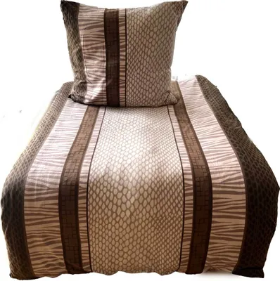 Produktbild von aboutyourhome bettwäsche Fleece Bettwäsche Winter Streifen Braun 135x200 80x80, 2tlg.