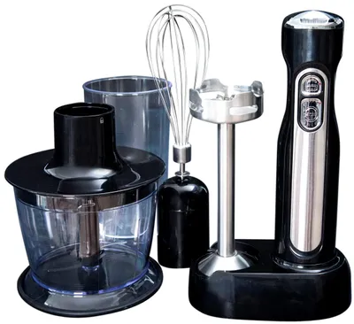 3-in-1 Akku-Stabmixer-Set, Edelstahl, schwarz, 500 ml