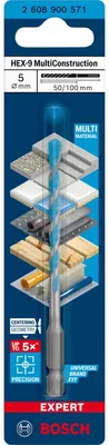 Immagine prodotto di BOSCH 2608900571 BOSCH EXPERT HEX-9 Multi Construction Betonbohrer, Ø 5,0 mm, 1 St.