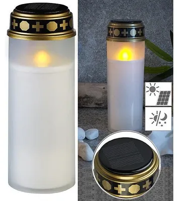 Image de Bougie funéraire solaire LED XXL blanche