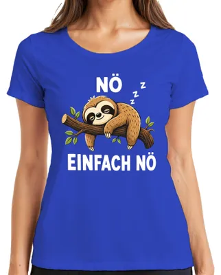 Produktbild von Nö Einfach Nö Faultier Schlafend Faulenzer Statement Sarkasmus Süß Damen T-Shirt, Blau, XXL