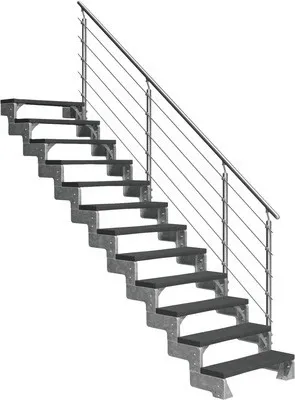 Produktbild von Aussentreppe Pertura Tallis mit Prova Geländer 12 Steigungen 80 cm anthrazit