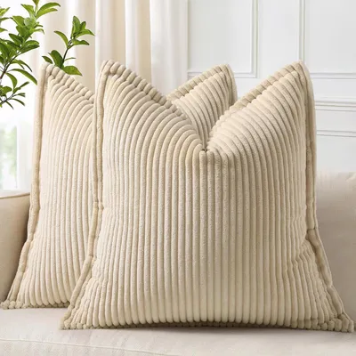 Produktbild von Kissenbezüge 2er Set Kordsamt 40x40 cm Beige