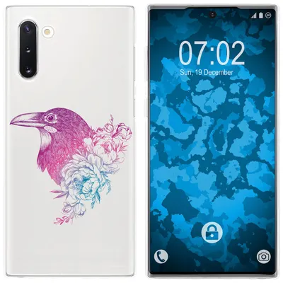 Produktbild von PhoneNatic Case kompatibel mit Samsung Galaxy Note 10 Silikon-Hülle Floral Rabe M4-6