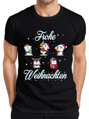 Produktbild von Frohe Weihnachten Pinguine Geschenke - Weihnachten Herren T-Shirt, Schwarz, S