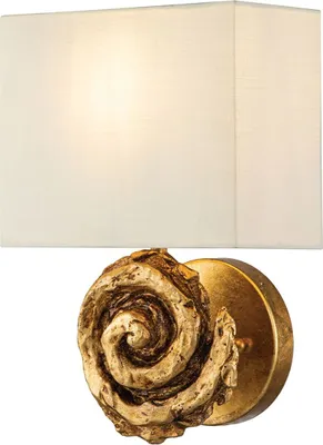 Produktbild von Wandleuchte Stoffschirm 31,8 cm hoch in Gold Weiß Modern Wandlampe