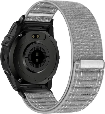 Produktbild von Stravo Nylon-Sportarmband (QuickFit 22 mm) – Passend für Garmin Fenix 6/7, Epix 2/Pro, Forerunner 745/935/945, Quatix 7/8 – Grau
