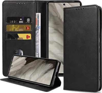 Immagine prodotto di Custodia per cellulare adatta a Google Pixel 7A Custodia in con chiusura magnetica e portacarte Custodia a libro - Nero