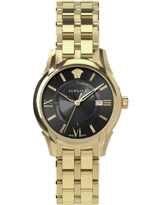 Zdjęcie produktu dla Versace VEUA00820 Apollo Gent czarny złoty bransoletka ze stali nierdzewnej zegarek męski NOWOŚĆ